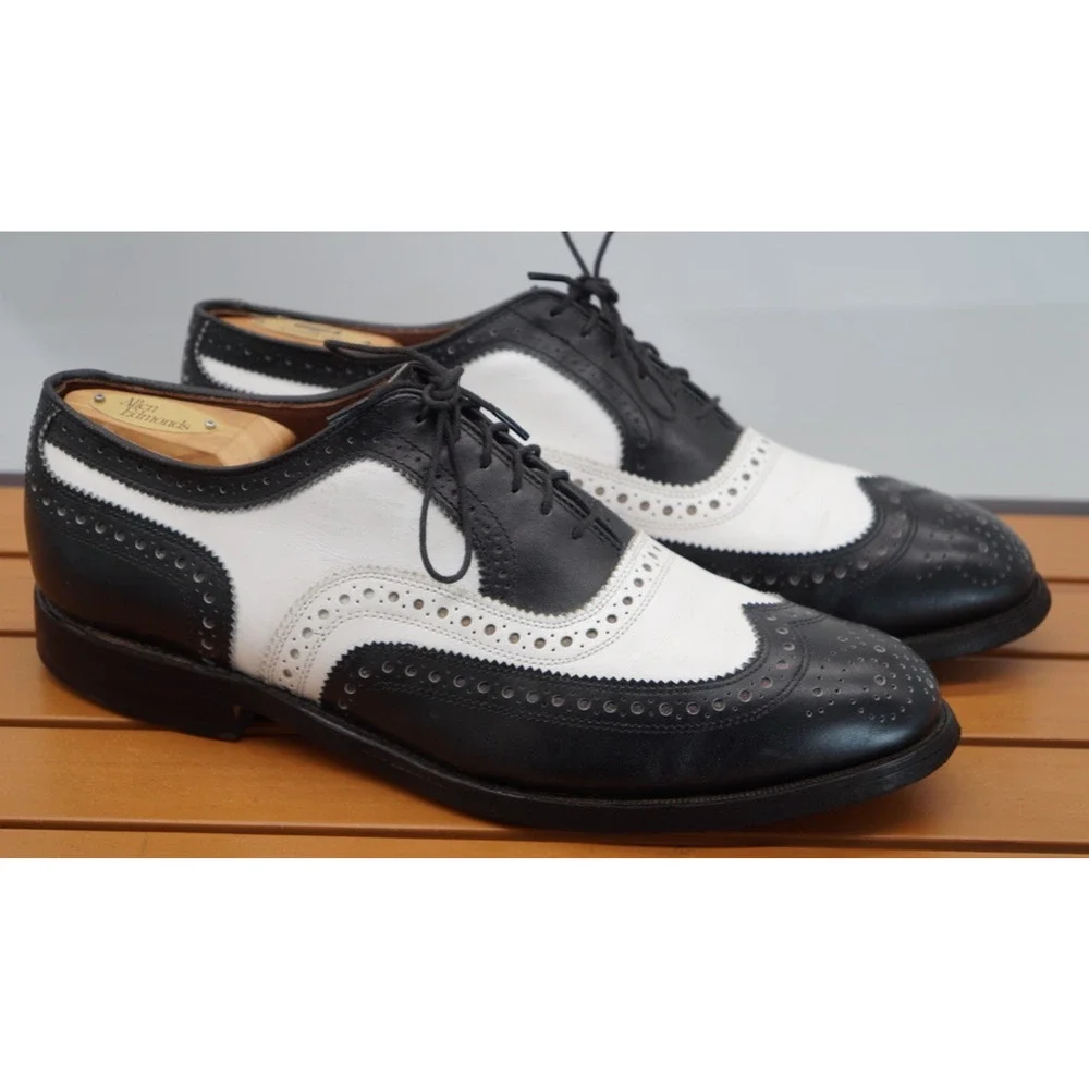 ALLEN EDMONDS BROADSTREET WING TIP BLACK WHITE SPECTATOR Size 8D